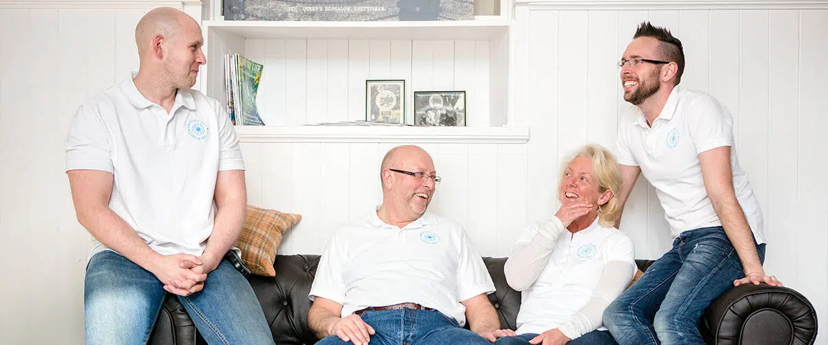 Our founding family laughing