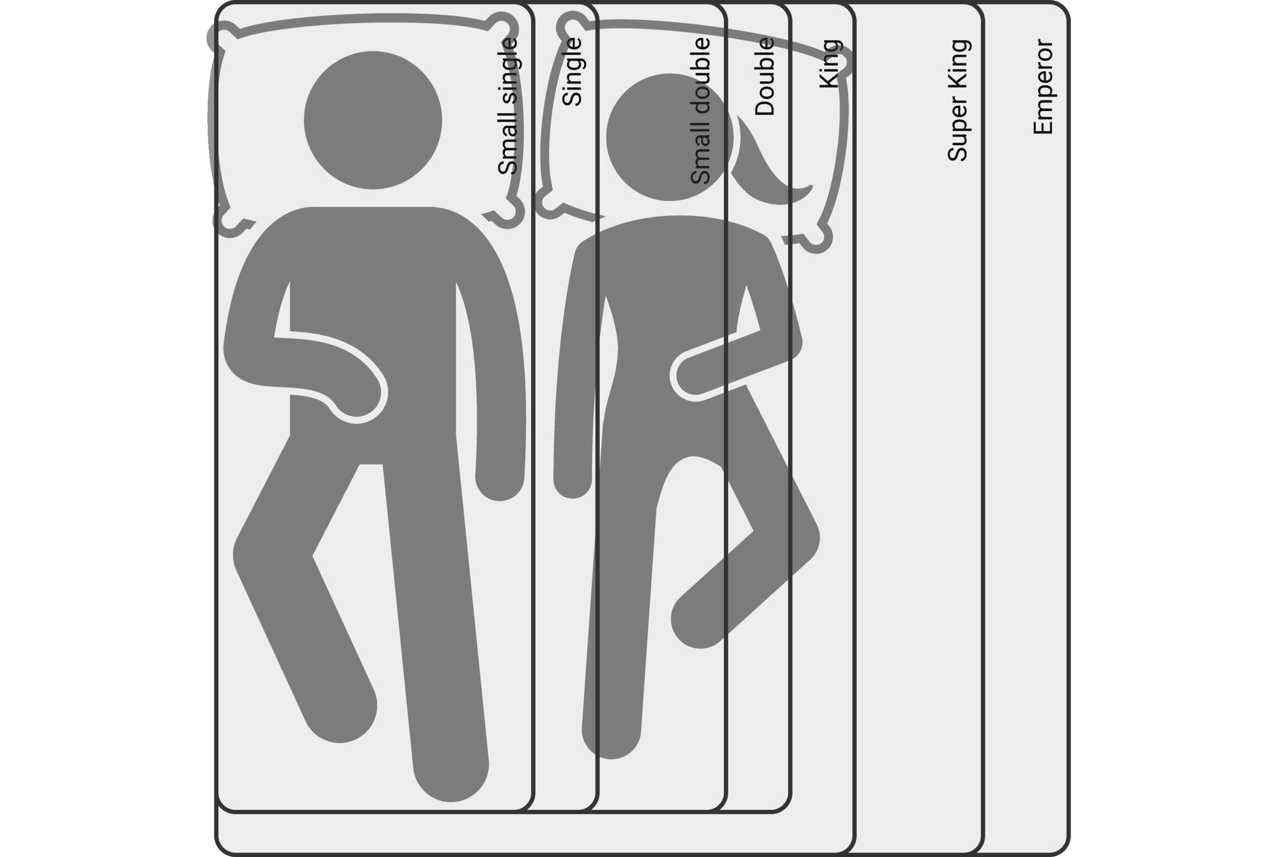 Visual comparison of bed sizes
