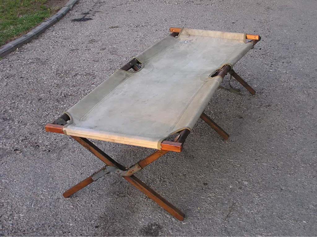 Old camp bed outside