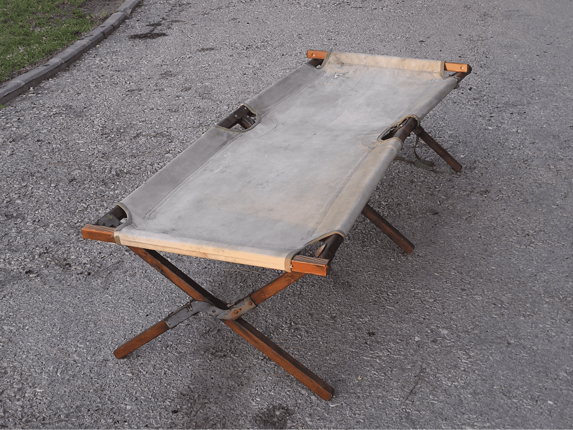 Old camp bed outside