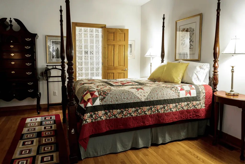 Antique four-poster bed without a canopy