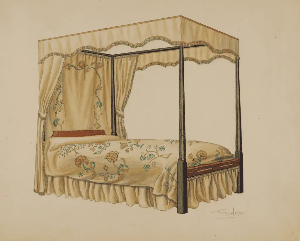 Antique pencil post bed illustration