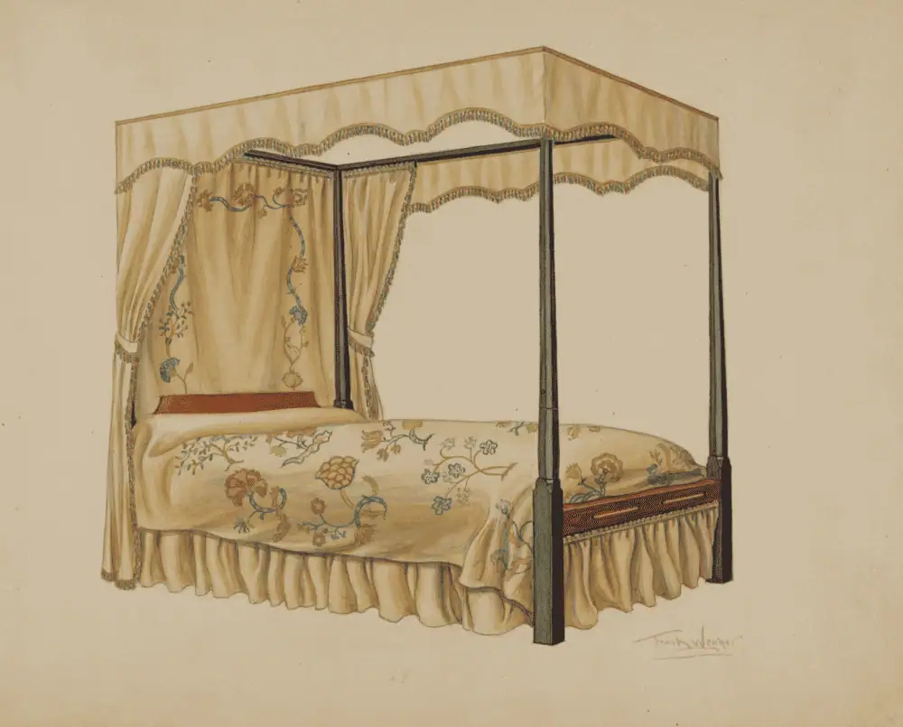Antique pencil post bed illustration