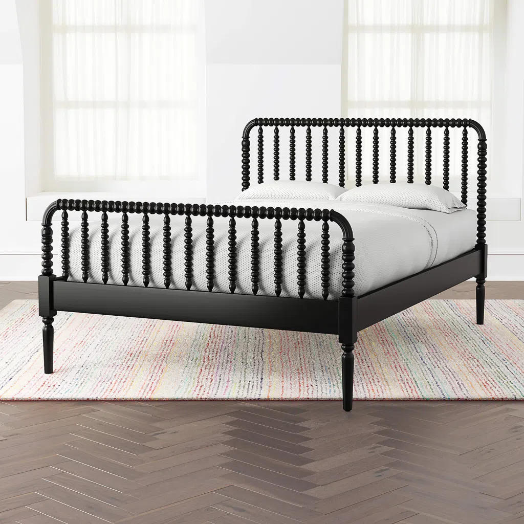 Modern spool bed in black