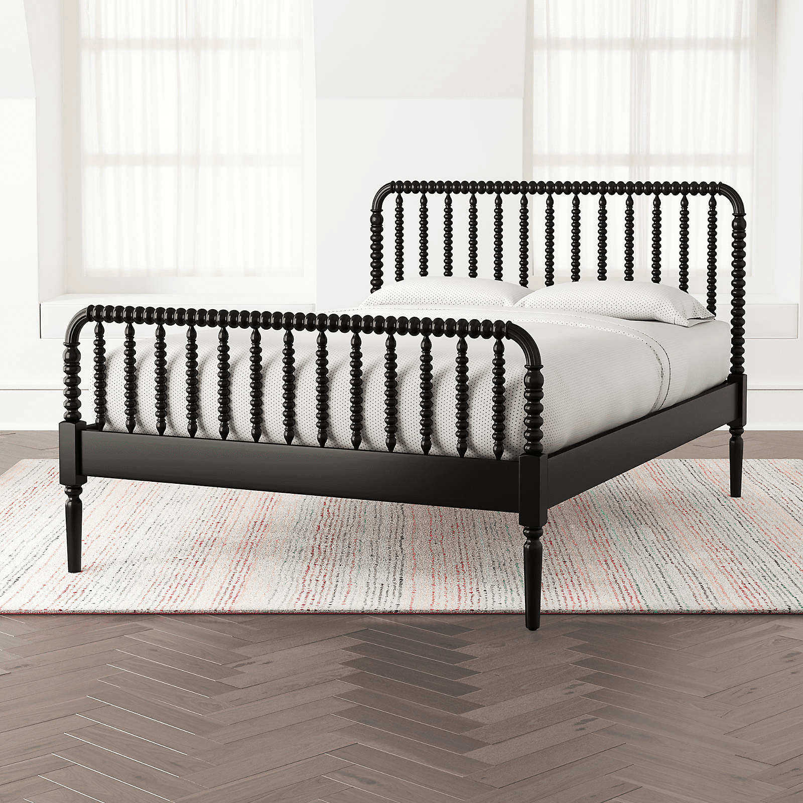 Modern spool bed in black
