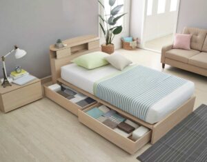 Single storage bed with two drawers