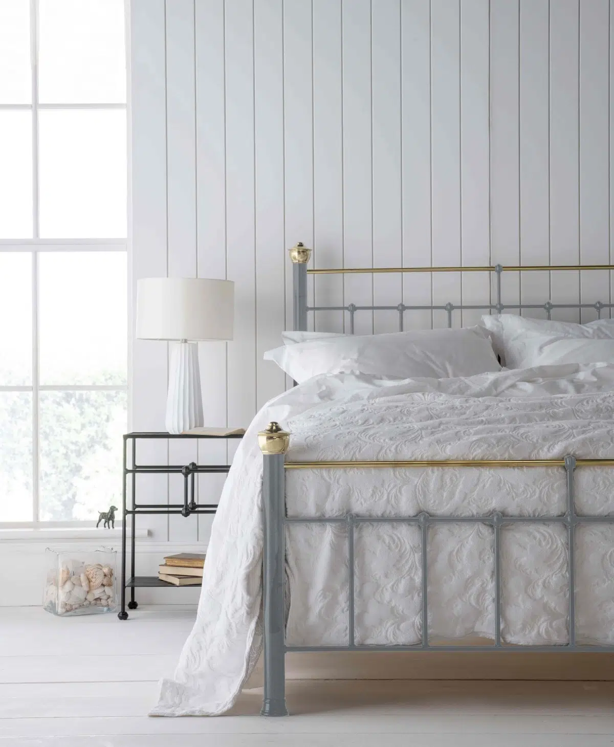 bertie brass bed in jubilee special edition platinum grey