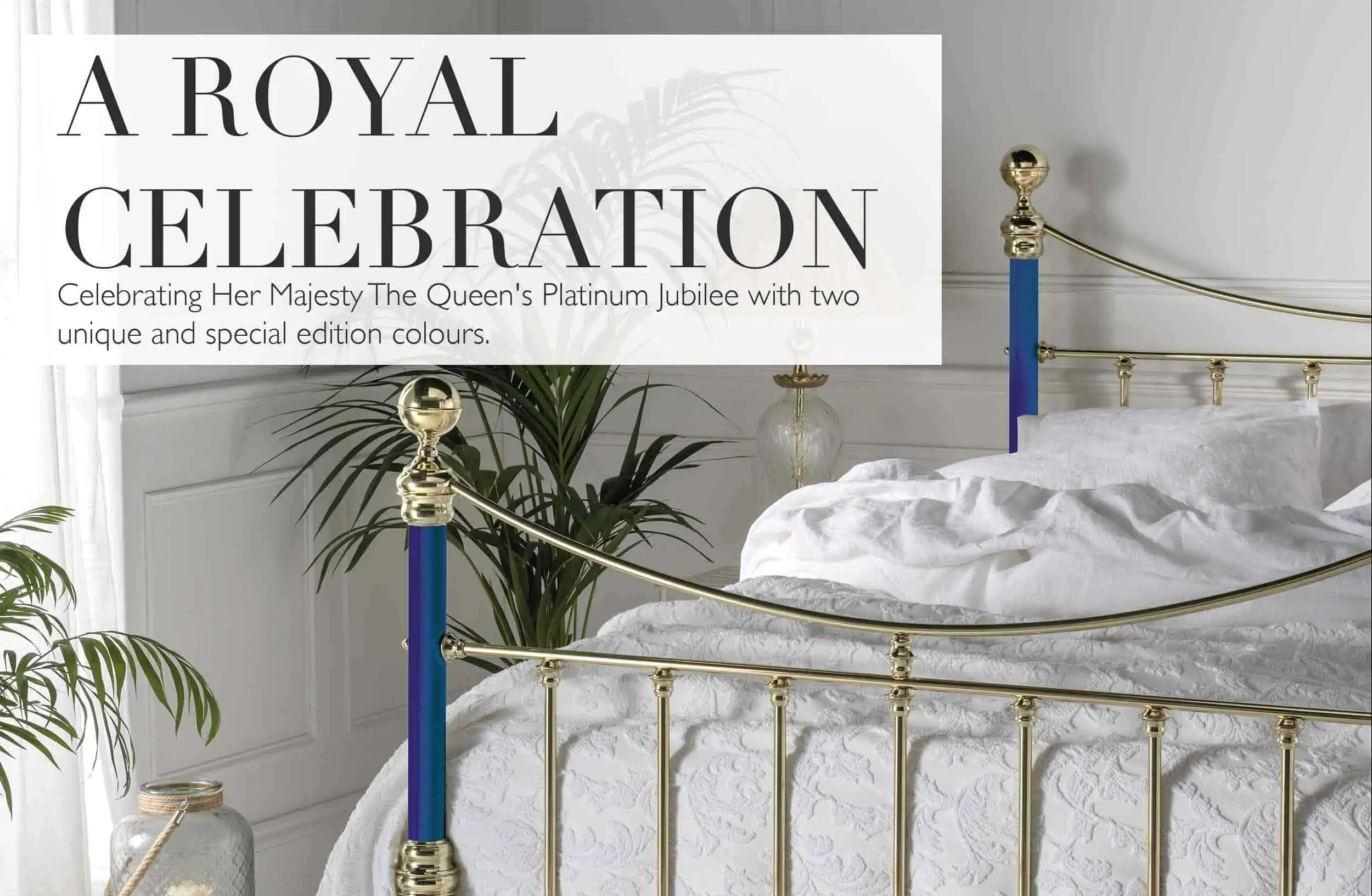 elizabeth brass bed in special edition windsor blue and brass