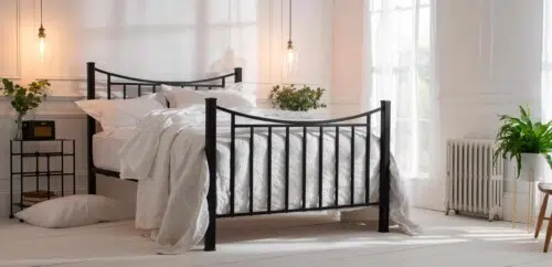 Inca contemporary iron bed powder coated in black