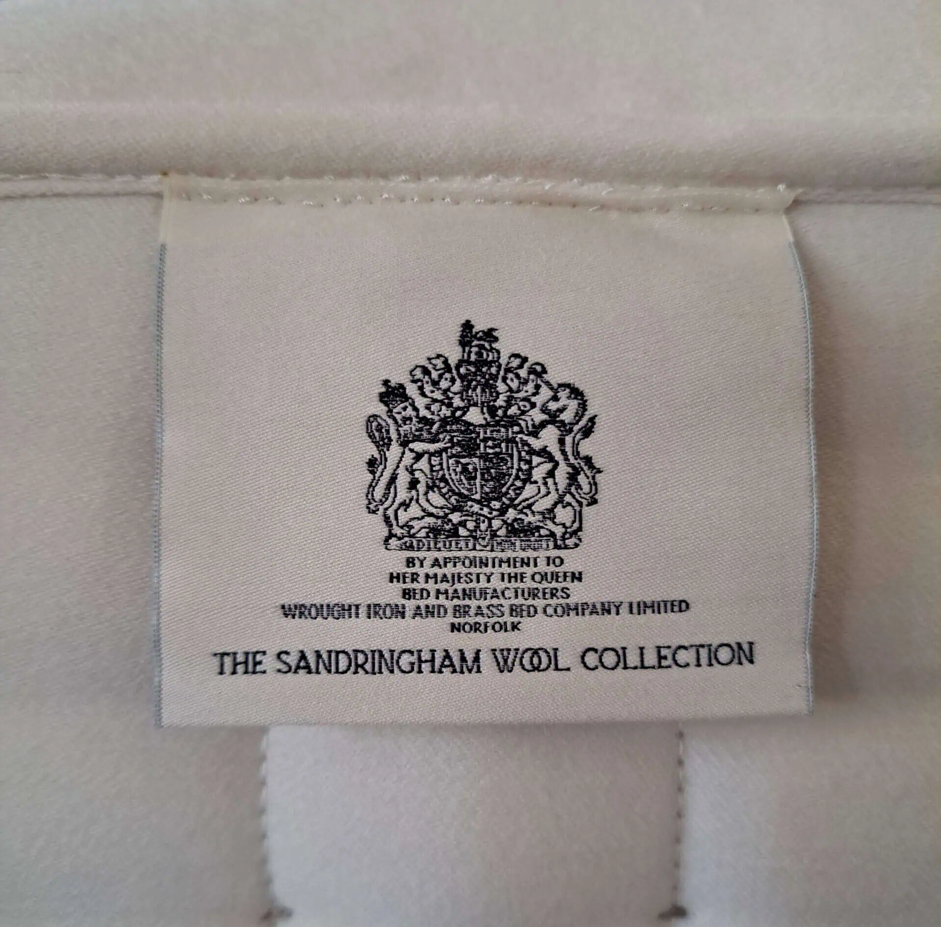 Sandringham wool mattress label