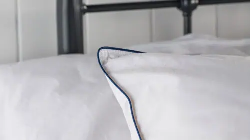cotton pillow cover with royal blue pipped edge