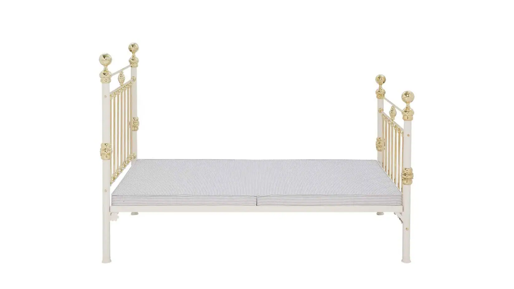 Vintage-style iron bed with 4-inch hard top bed base for firmer mattress support
