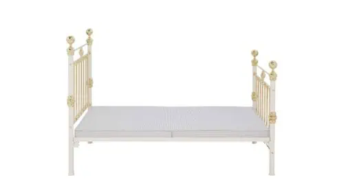 Vintage-style iron bed with 4-inch hard top bed base for firmer mattress support