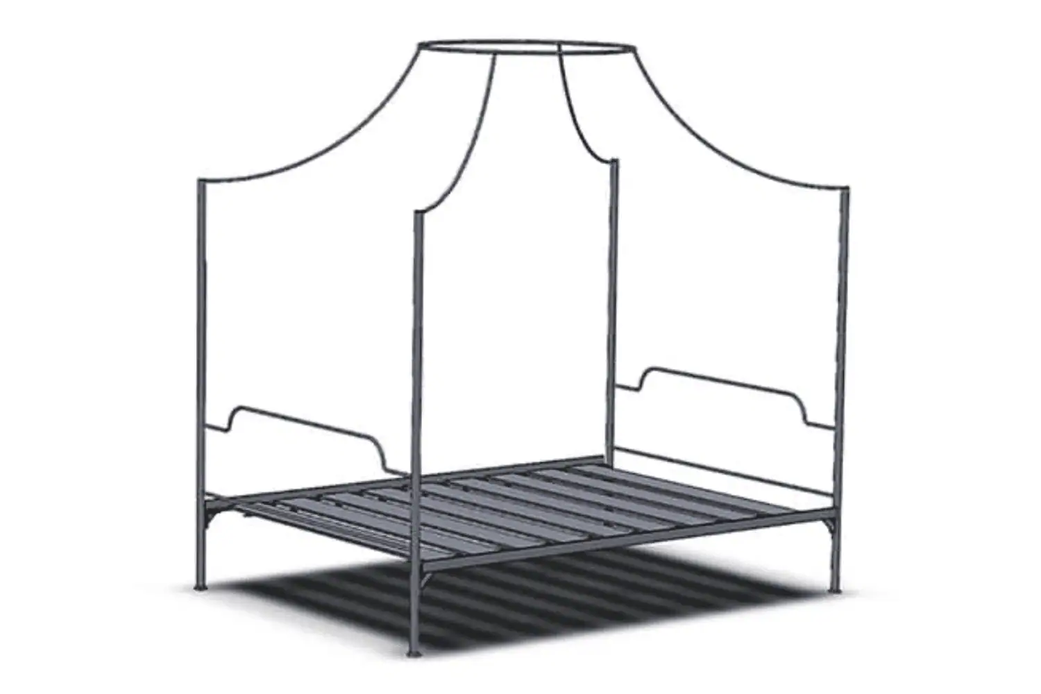 Illustration of a bespoke wrought iron canopy bed frame designed to order