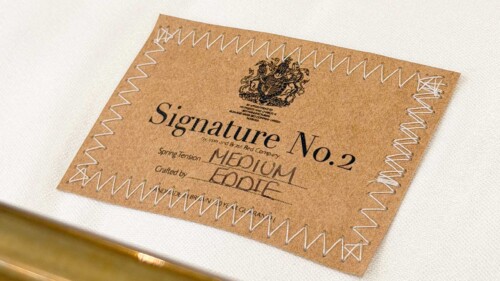 Signature No.2 British wool mattress label showing handcrafted medium tension construction