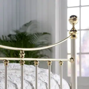 Lottie brass bed tailboard detail