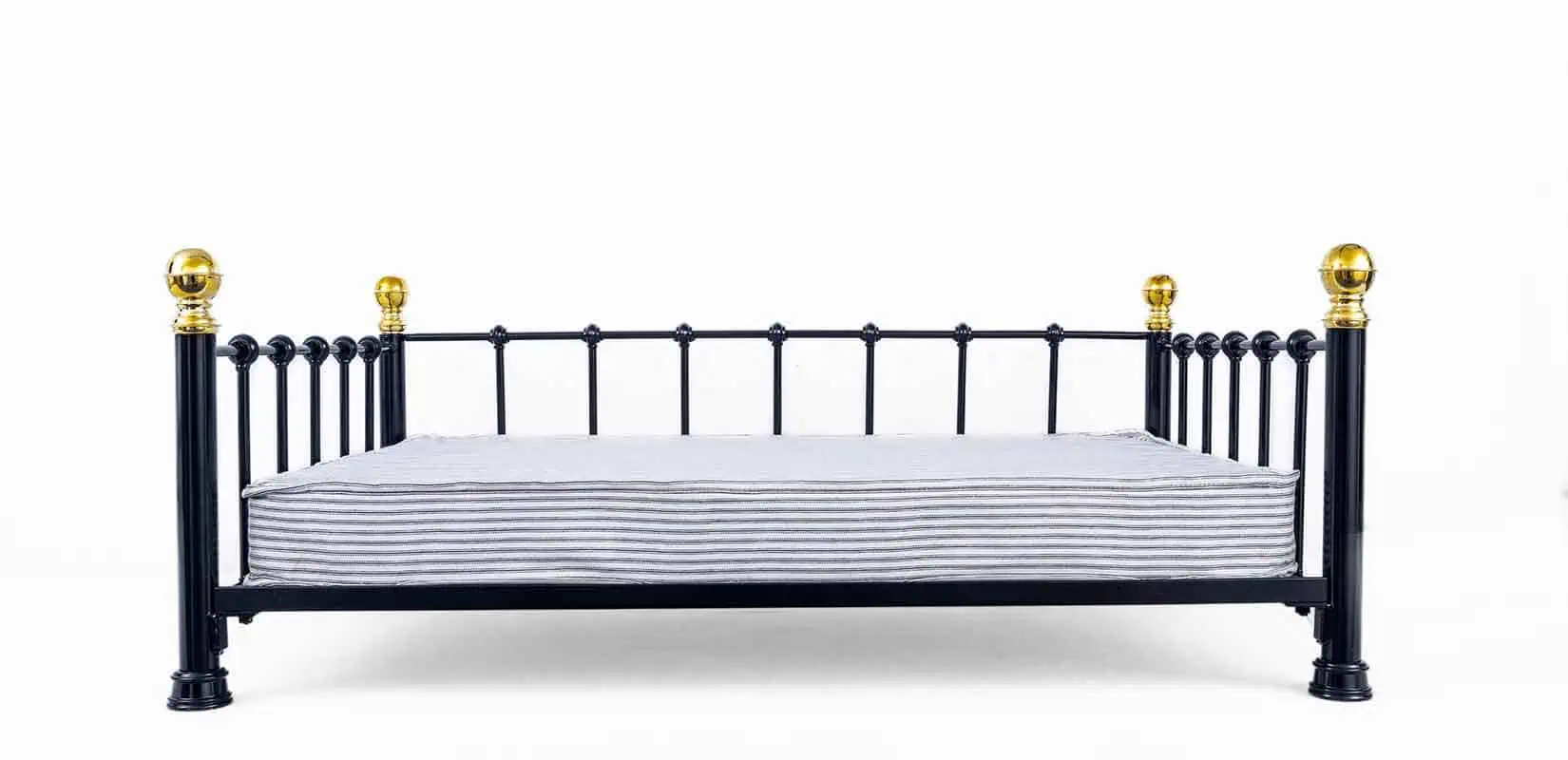 Minimalist white frame dog bed without mattress – front view